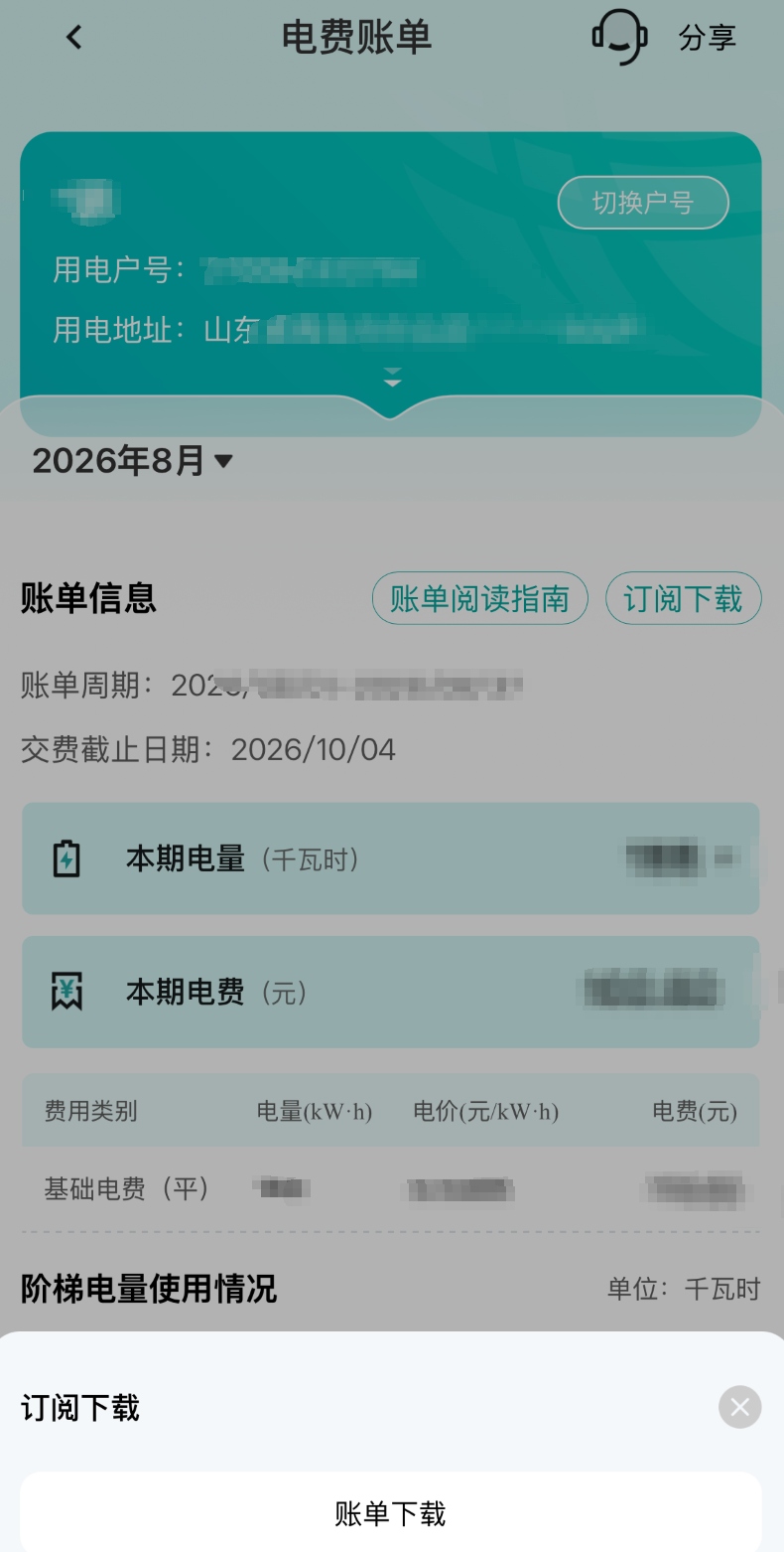 电费账单详情页